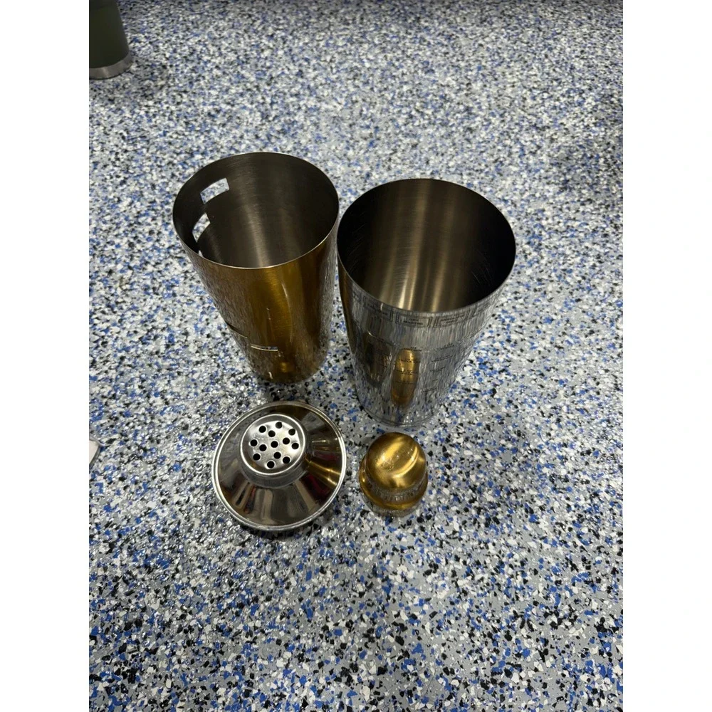 Max Studio Home Gold Stainless Steel Recipe Dial Cocktail Shaker 3 Piece Set